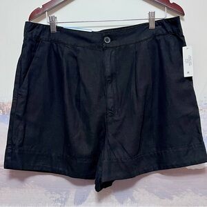 JOIE Size L Womens Shorts Pleated Black LINEN‎ Blend High Rise NWT $158 JE3364